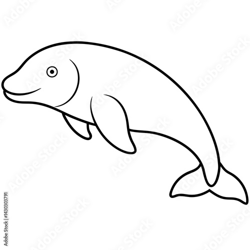 Simple Beluga Whale Vector Outline