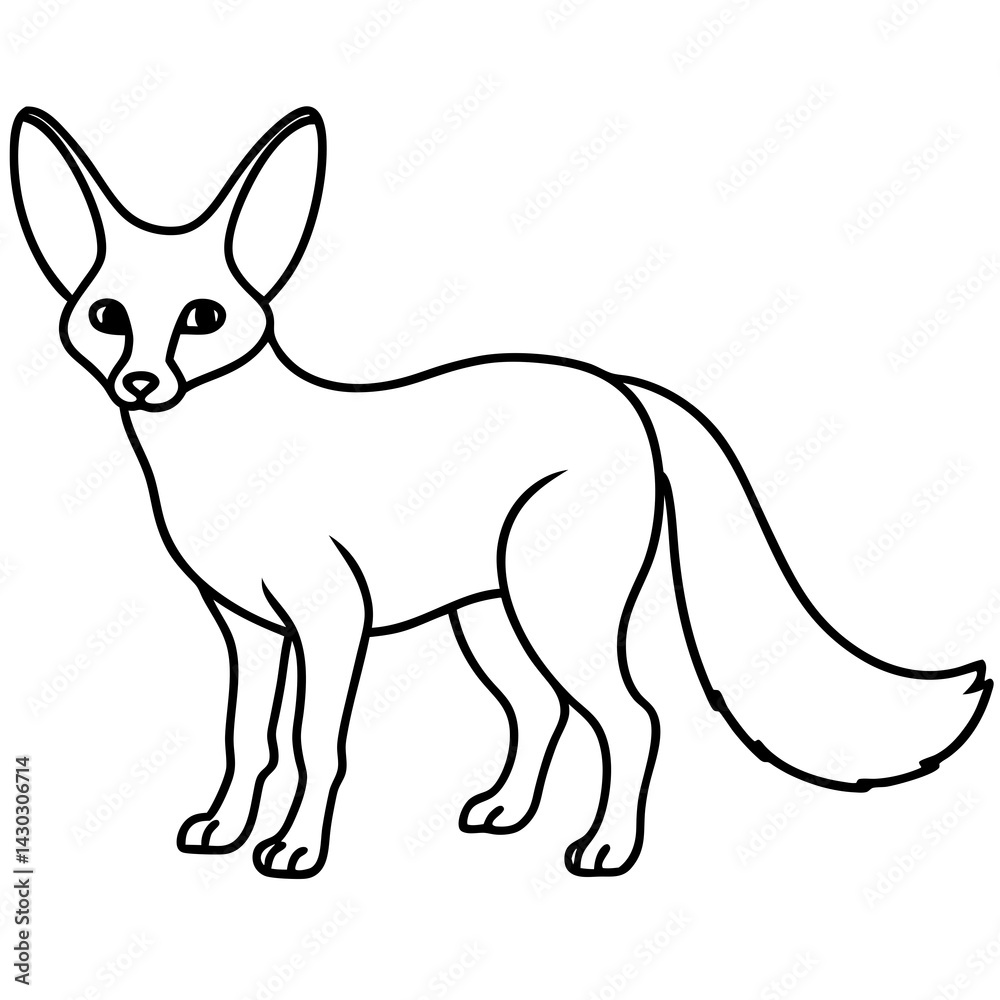 Simple Fennec Fox Continuous Line Vector Illustration Simple Fennec Fox Continuous Line Vector Illustration