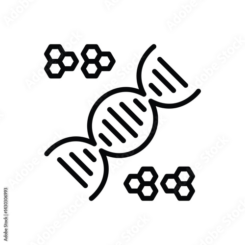 Black line icon for dna