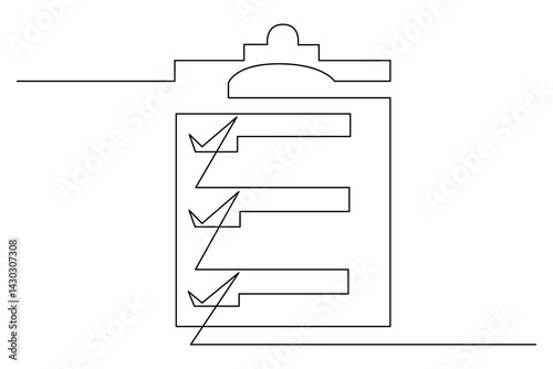Minimal clipboard illustration using single-line art, clean white background