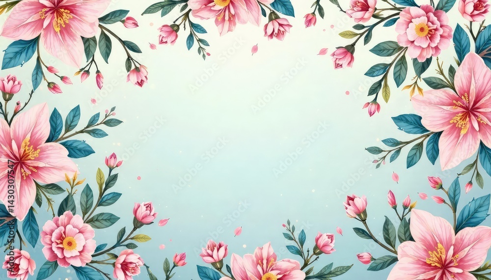 Obraz premium Delicate paisley floral pattern, soft pastel hues, print, art