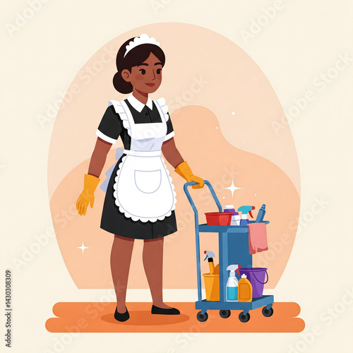 Flat illustration image of a maid