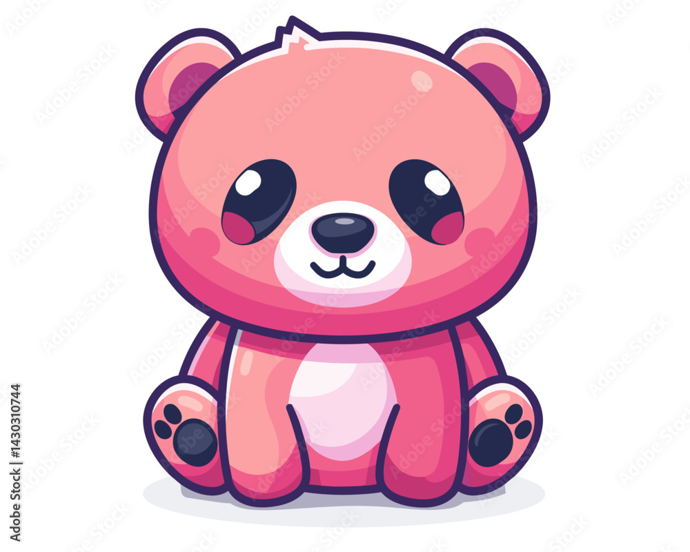Fototapeta premium Cute cartoon panda sitting Vector illustration. 