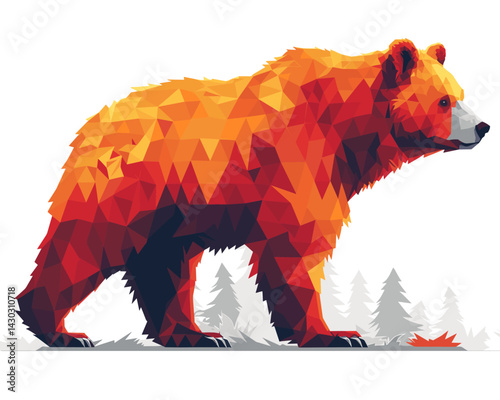 Cartoon vector illustration of a bear standing on its hind legs