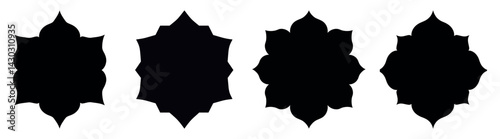 Elegant floral silhouette shapes, element vector set