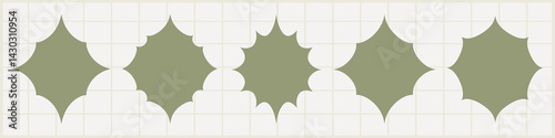 Geometric olive star pattern, element vector set