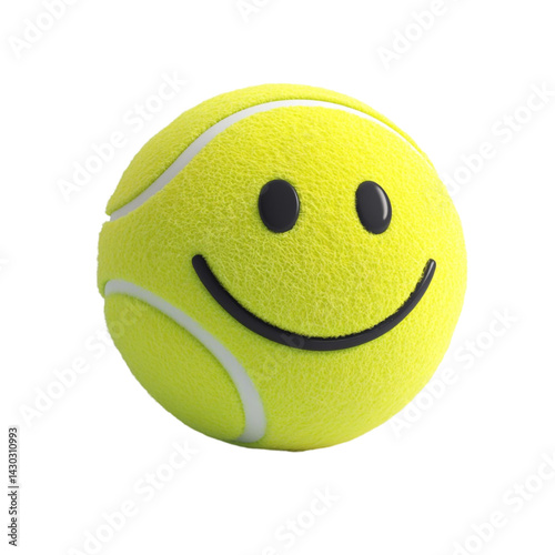 Happy tennis ball smiling face sports equipment fun game playful
