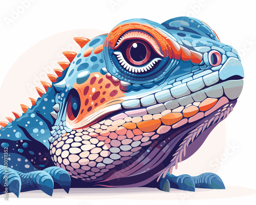 Vector illustration of a blue reptile isolated on a white background.