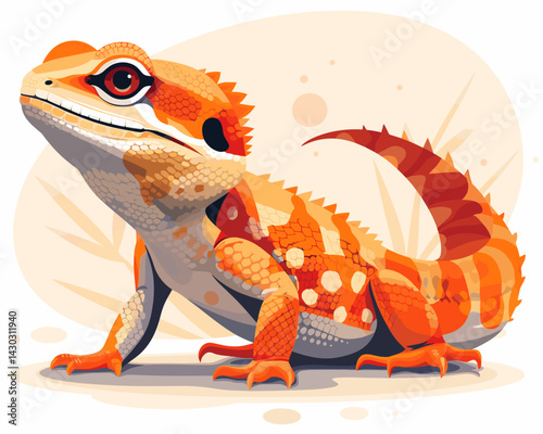 Cartoon chameleon on a white background. Vector illustration.