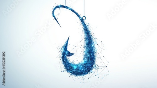 Abstract futuristic fishing hook design representing potential danger and risks