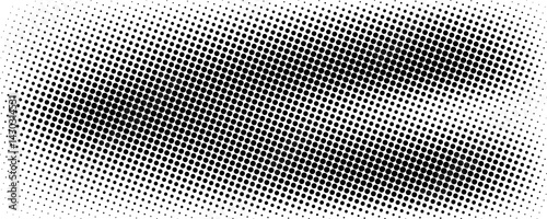 Set of halftone dots gradient pattern texture isolated on white background. Straight dotted spots using halftone circle dot raster texture. Vector blot half tone collection.