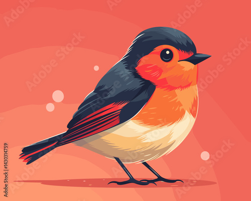 cute little  bird, colorful design, vector illustration