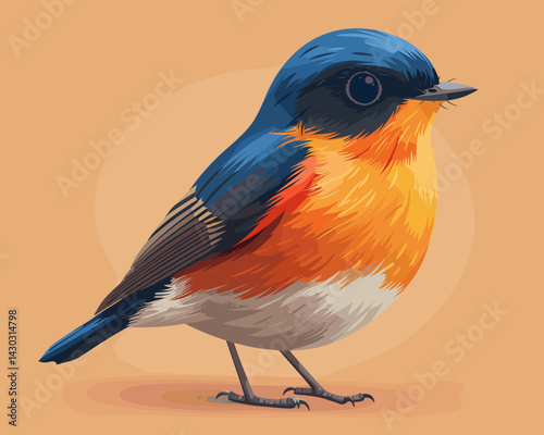 cute little  bird, colorful design, vector illustration
