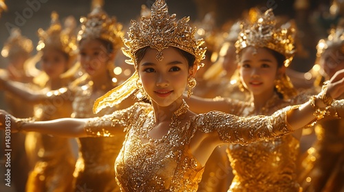 Golden cascade of dancers: A celebration of grace and cultural heritage