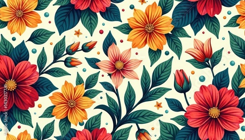 Wallpaper Mural Intricate floral elements repeating to create a flowing, natural pattern , textile, pattern Torontodigital.ca