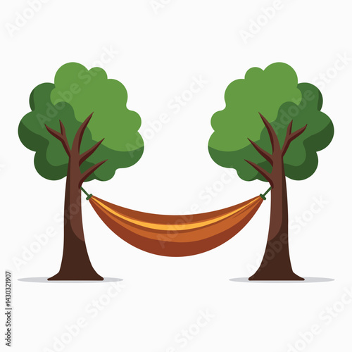 hammock between two trees with green leaves
