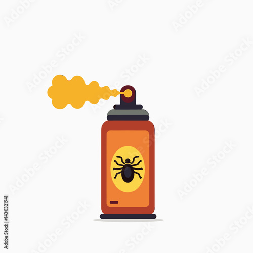 insecticide spray can with orange label and yellow fume  vector illustration