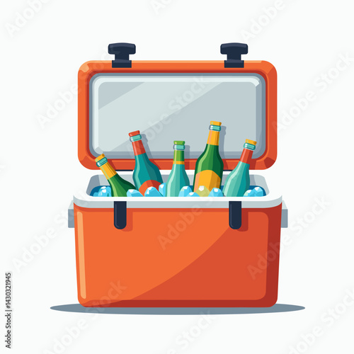 vibrant beer bottles in orange cooler