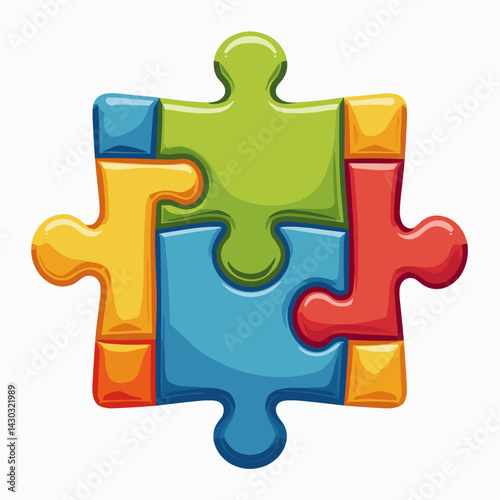 vibrant puzzle pieces in rainbow colors