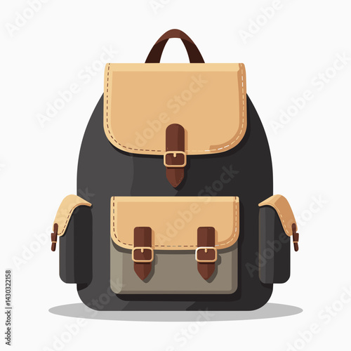 stylish brown leather backpack with black trim
