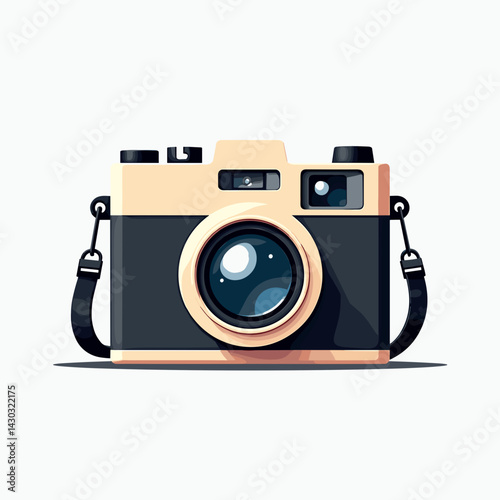 vintage camera illustration with black strap  retro photography equipment