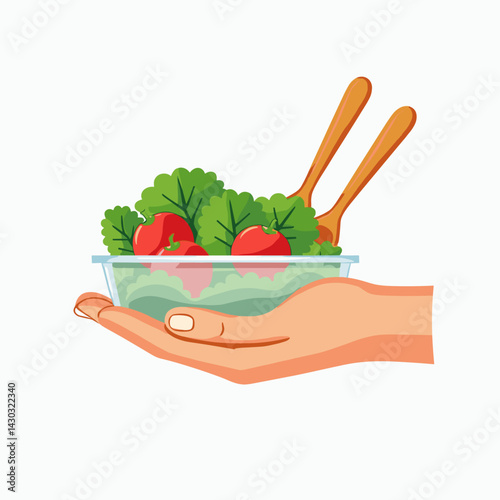 hand serving fresh vegetable salad with chopsticks  vibrant colors