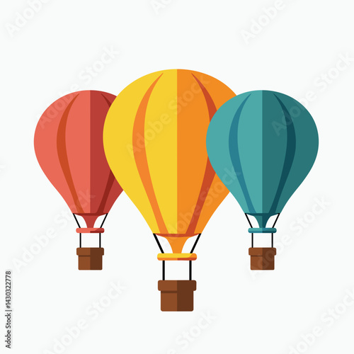 colorful hot air balloons set of three