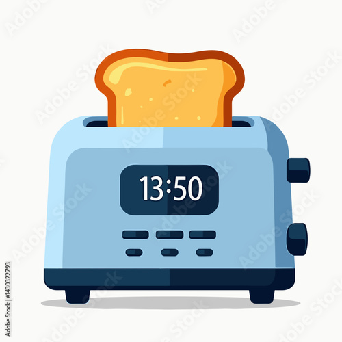 toasty time digital illustration of toaster with toasted bread