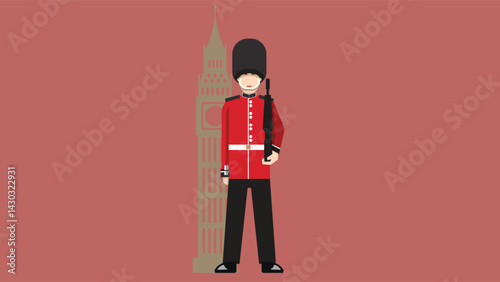 Obraz na plátně A detailed illustration of the traditional London royal guard, dressed in iconic