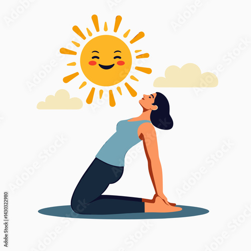 happy yoga woman sunshine smile