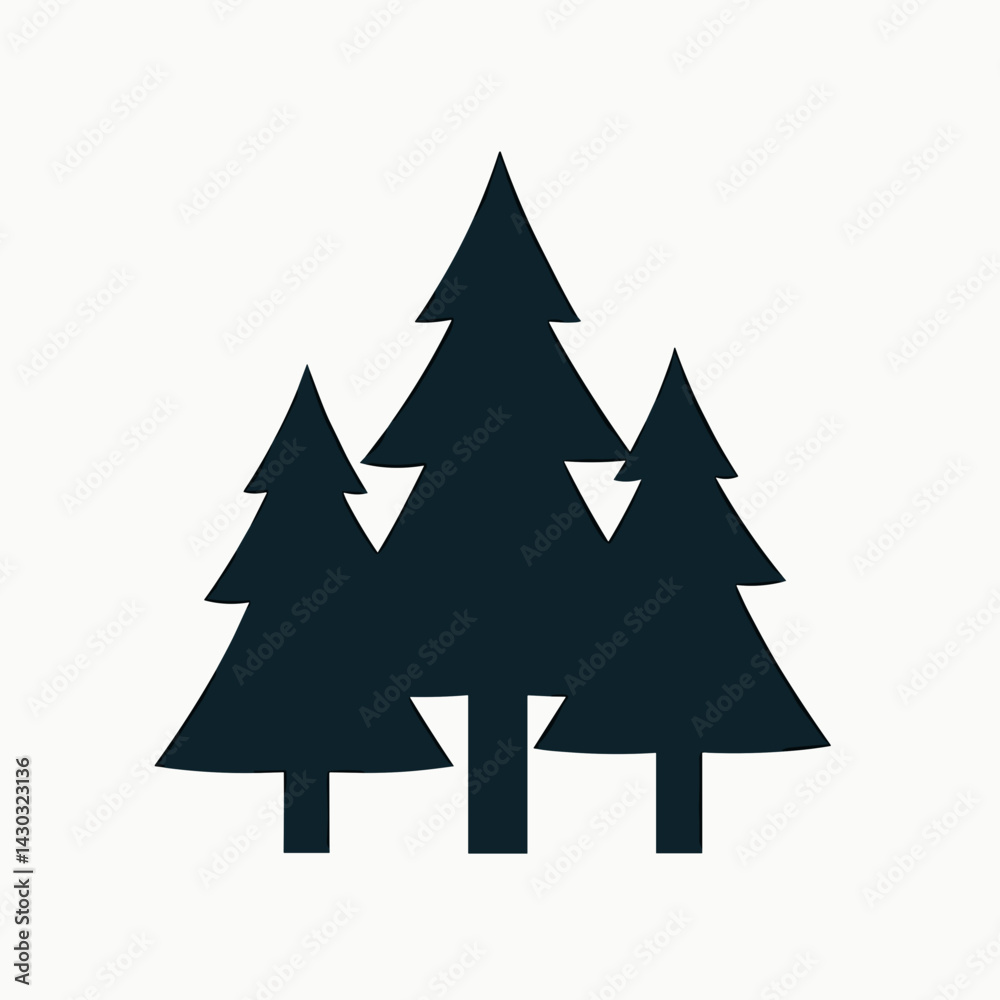 Obraz premium winter holiday christmas tree silhouette vector illustration