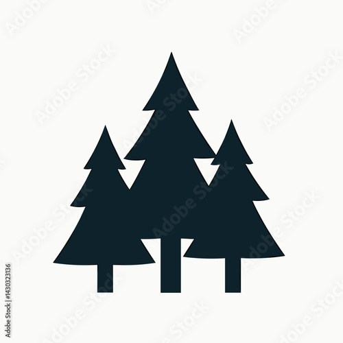 winter holiday christmas tree silhouette vector illustration