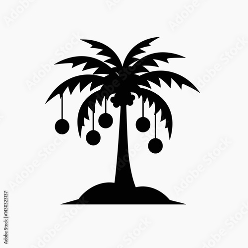 tropical christmas tree with palm leaves and ornaments