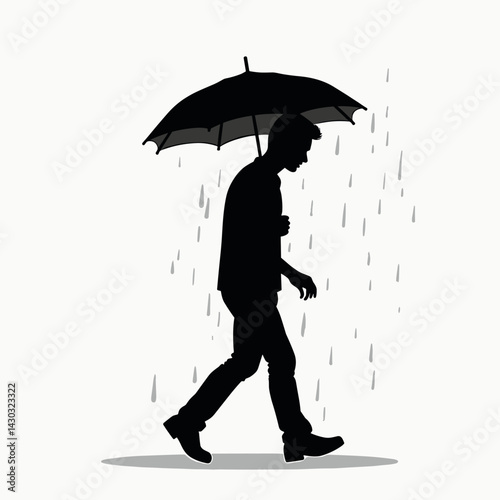rainy day umbrella walking silhouette