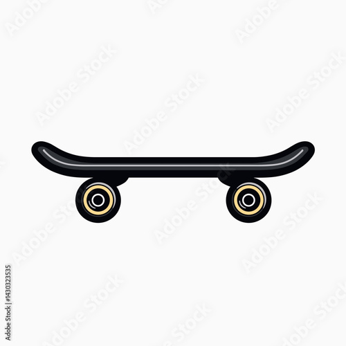 black skateboard with yellow wheels