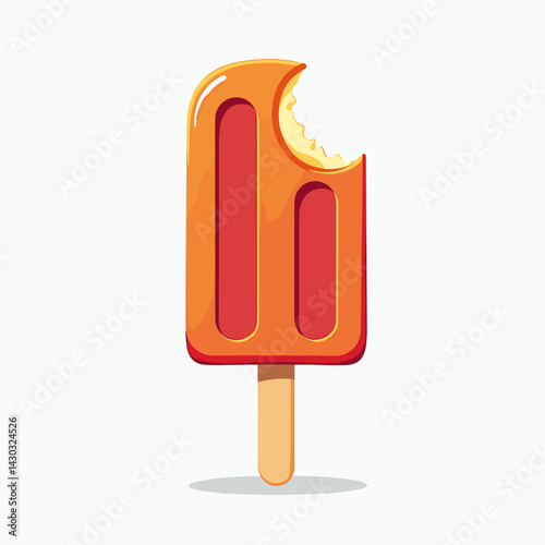 vibrant orange ice cream pop with bite marks