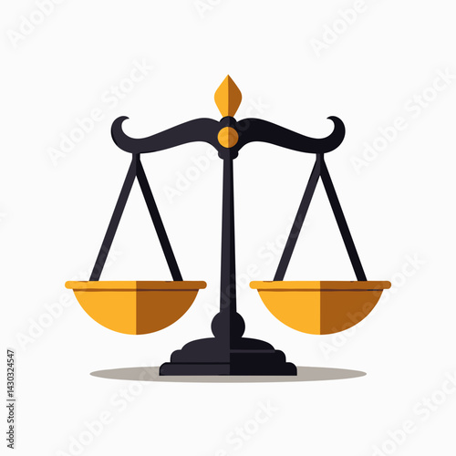 scales of justice icon with yellow scales and black base  law and balance symbol