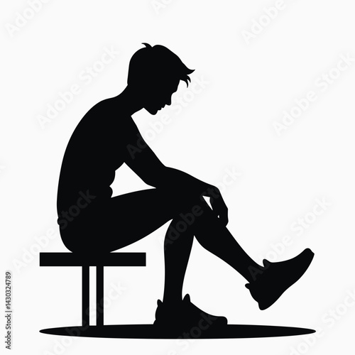contemplative athlete resting on bench