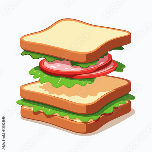 colorful stacked sandwiches with meats and vegetables