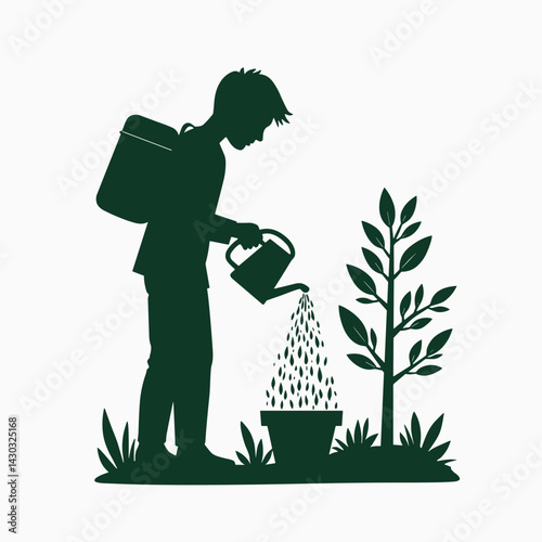 watering can gardening illustration