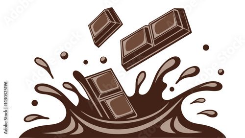 A tempting brown milk chocolate bar with a sweet milk splash is a delicious snack