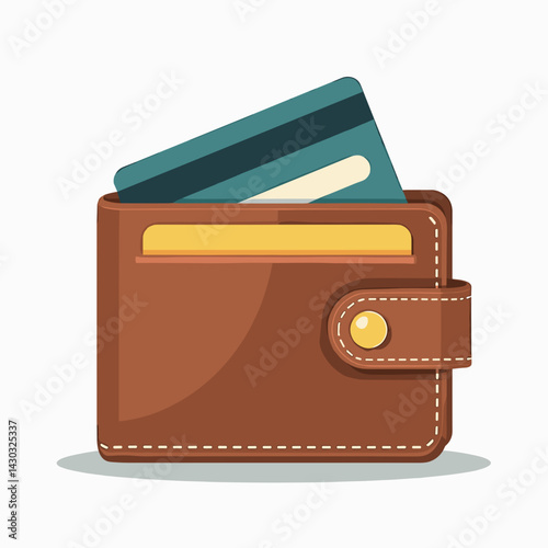 brown leather wallet with credit card