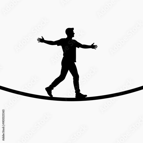 walking on tightrope silhouette