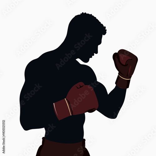 boxer in red gloves, silhouette style photo