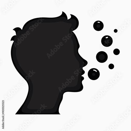 innovative thinking concept with silhouette of head and bubbles
