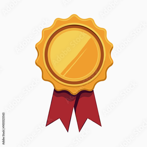 gold award ribbon with red bow on white background photo