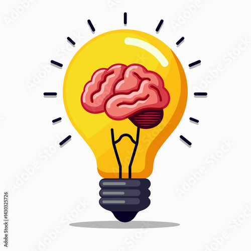 innovative idea concept with illuminated brain bulb