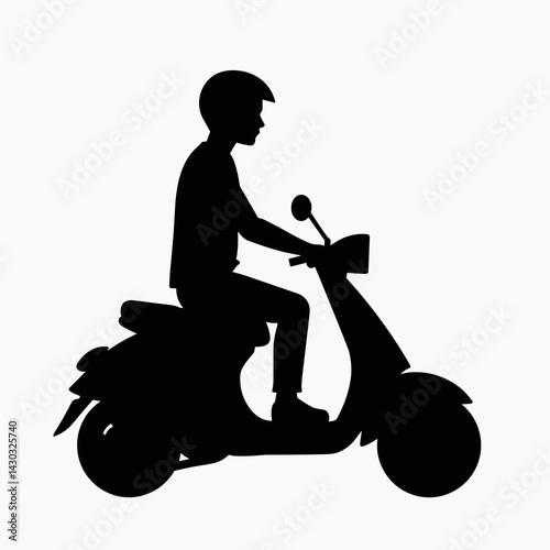 motorcycle rider icon  black and white silhouette