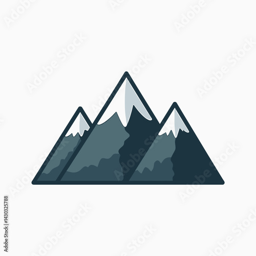 mountain peaks icon with gray and white colors