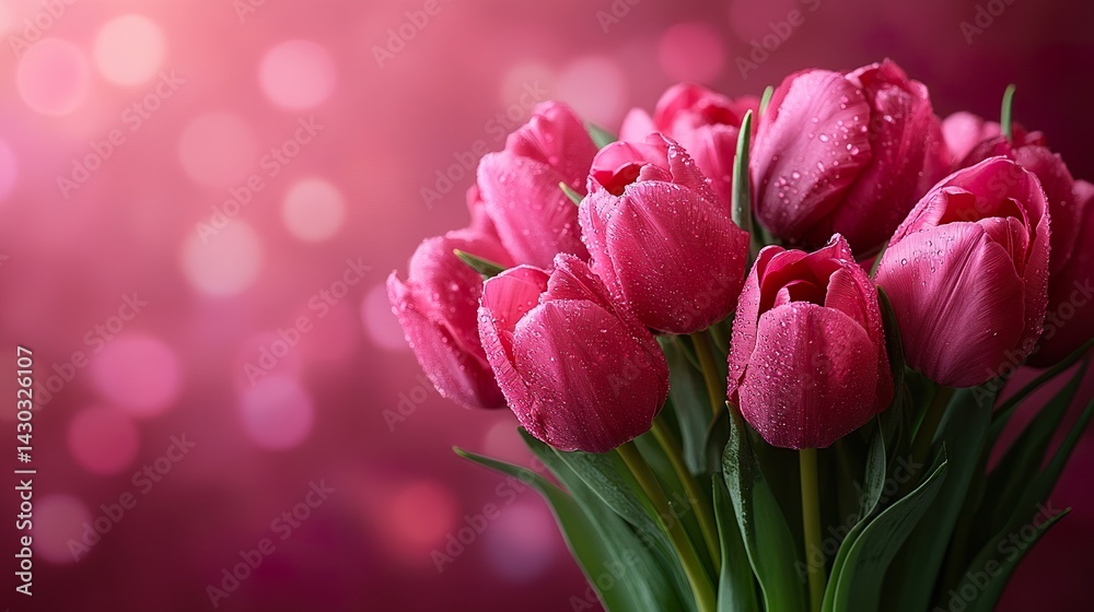 Obraz premium bouquet of pink tulips in spring，Happy Mother's Day